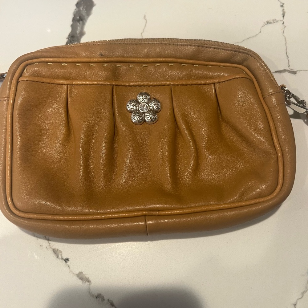 Elegant  Brighton Tan Leather Clutch
